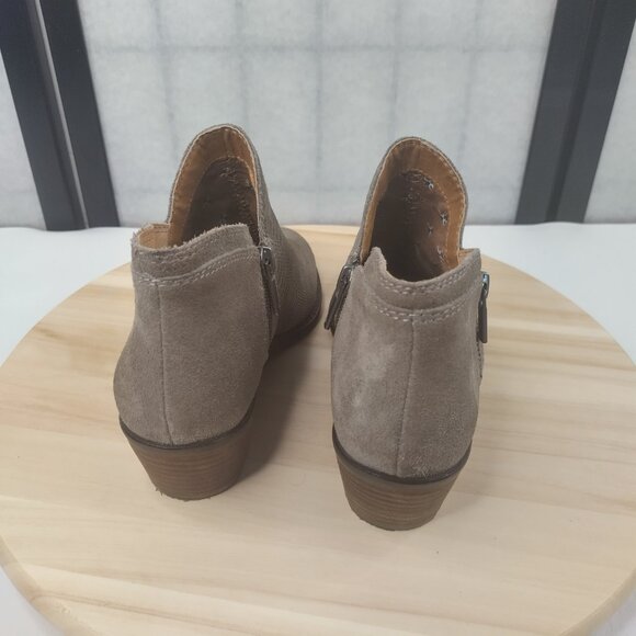 Lucky Brand Suede Booties Double Zipper Gray Women US 7 - Picture 3 of 9
